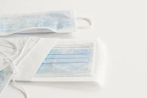 Single use hygenic face mask on white background Stock Photos