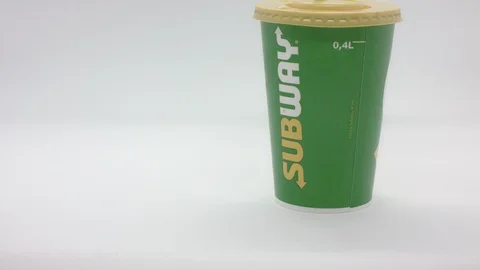 Single use paper cup with straw Stock Footage 85856680