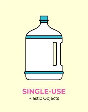 Single-use plastic big bottle. Vector illustration of recycling plastic bottl Stock Illustration