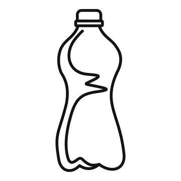 Single use plastic bottle outline for environmental awareness Stock Illustration