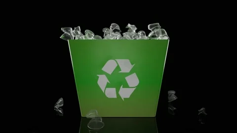 Single use plastic cup being dumped into trash can. 3D render. Stock Footage 205301105