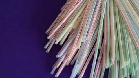 Single use plastic straws Stock Footage 105472803