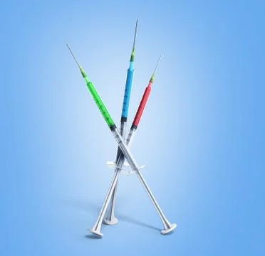 Single-use syringes 3d render isolated on white background Stock Illustration