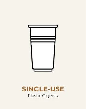 Single-use white plastic cup. Vector illustration of recycling plastic item.  Stock Illustration