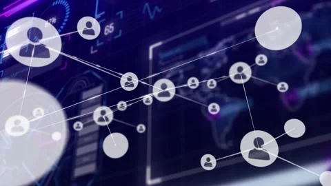 Single user avatar starting network growth icons fading connecting across Stock Footage 330109149