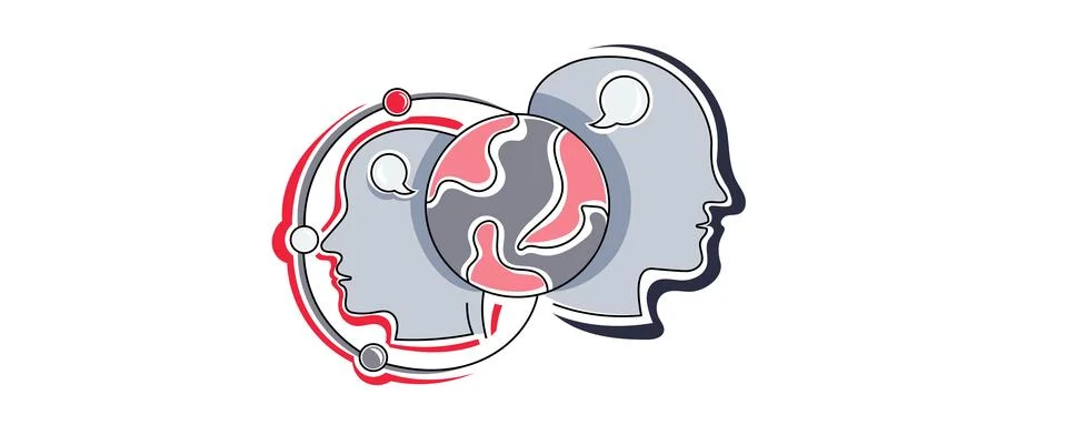 Single vector main object without background. Head with mechanic brain. Future Illustrazione stock