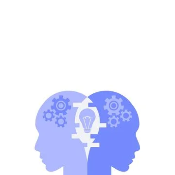 Single vector main object without background. Head with mechanic brain. Future Illustrazione stock