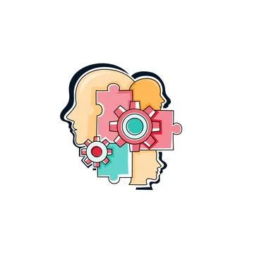 Single vector main object without background. Head with mechanic brain. Future Illustrazione stock