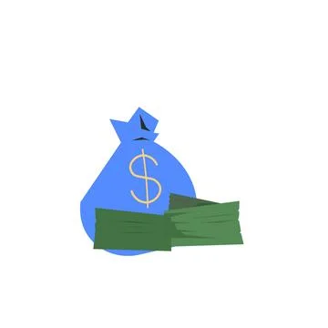 Single vector main object without background. Money and coins. Bag with Stock Illustration
