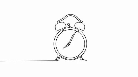 Single vintage alarm clock with arrows and bells drawing in continuous line Stock Footage 108966684