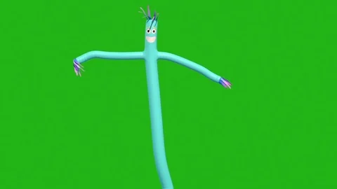 Single Wacky Waving Inflatable Tube Man 3D Rendering Green Screen Stock Footage