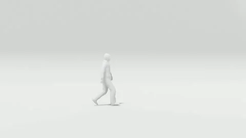 Single Walking Figure White Tone on Grey Background Stock Footage 312973052
