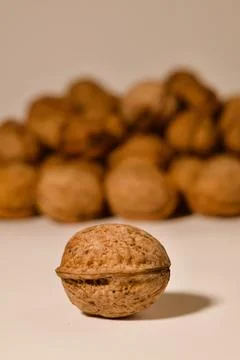 Single Walnut Strength Concept, Calm Focus and Inner Stability Stock Photos