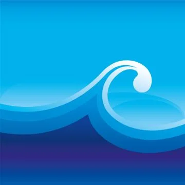 Single wave in the ocean. Soft plain background. Stock Illustration