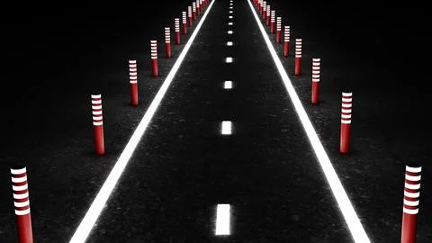 Single way highway 3d imaginary road illustration, empty road abstract Stock Illustration