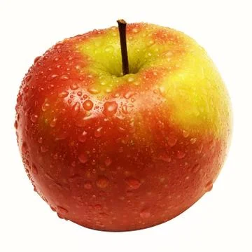 Single Wet Apple with Clipping Path Isolated on a White Background Photos
