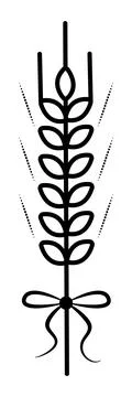 Single wheat spikelet with a bow Stock Illustration