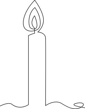 A single white candle with a flame and melted wax dripping down the sides V.. Illustrazione stock