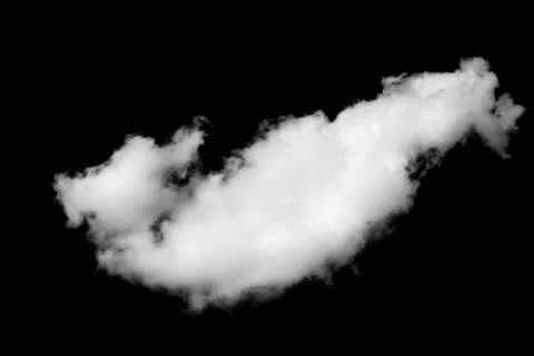 Single white cloud on black background. Stock Illustration
