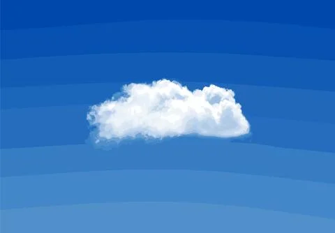 Single White Cloud in Blue Sky Illustration