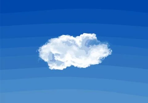 Single White Cloud in Blue Sky Stock Illustration