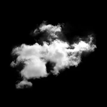 Single white cloud isolated over black background Stockillustratie
