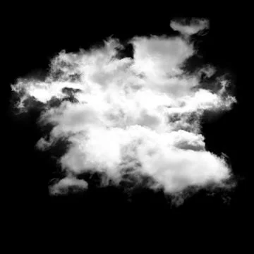 Single white cloud isolated over black background Stock Illustration