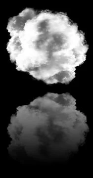 Single white cloud with its reflection isolated over black background Stockillustratie