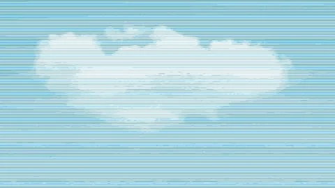 Single White Cloud on Pale Blue with Horizontal Lines Vector Stock Illustration