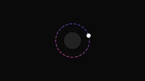 A single white dot orbiting a dark center on a dashed circular path line Stock Footage 339619172