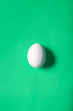 Single white egg isolated on solid color background Stock Photos