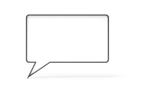 Single white empty speech bubble or balloon with black edge over white backgr Stock Illustration