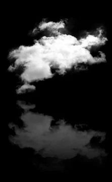 Single white fluffy cloud and its reflection over black background 库存插图