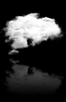 Single white fluffy cloud flying over black background 스톡 일러스트
