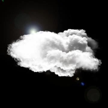 Single white fluffy cloud isolated over black background 스톡 일러스트