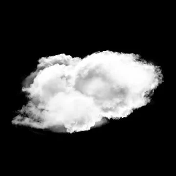 Single white fluffy cloud isolated over black background Stockillustratie