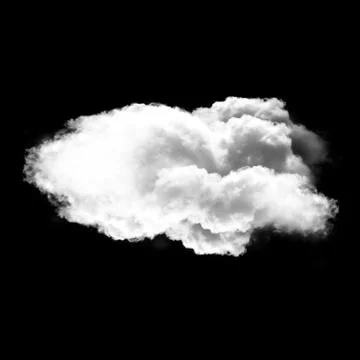 Single white fluffy cloud isolated over black background 스톡 일러스트