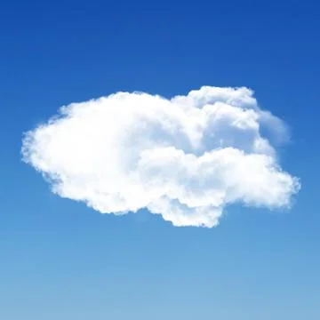 Single white fluffy cloud isolated over blue background 스톡 일러스트
