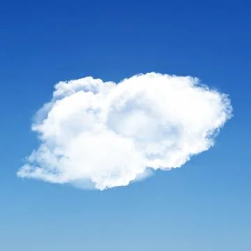 Single white fluffy cloud isolated over blue background 스톡 일러스트
