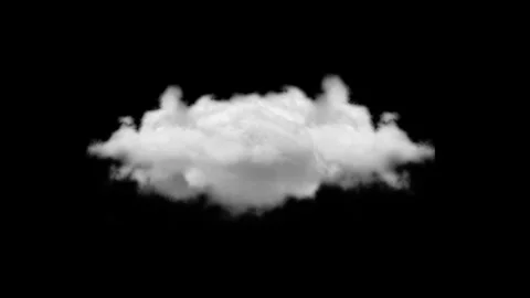 Single white fluffy cloud moving slowly across pitch black background isola.. Vidéo 343551518