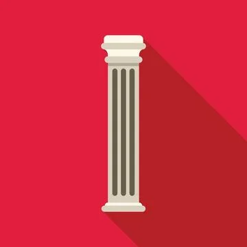 Single white fluted column standing on red background Stock Illustration