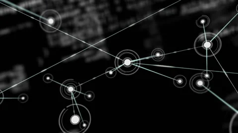 Single white node appearing, firing radial line and connecting nodes to 스톡 동영상 310298701