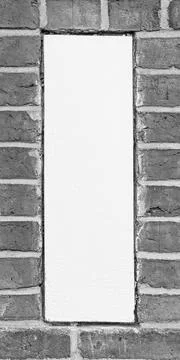 Single White Plaster Block in Brick Grid  Minimal Architecture Detail 스톡 사진