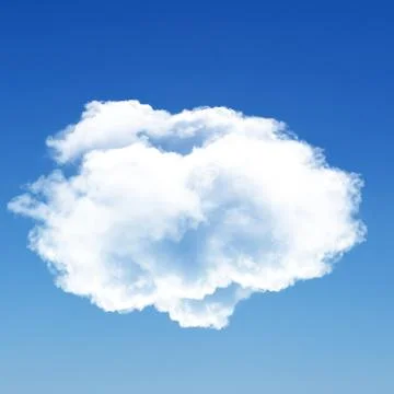 Single white round cloud isolated over blue background Stockillustratie