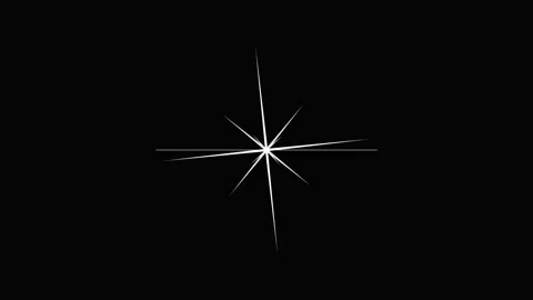 Single White Sparkling Star Glitter Animation on Black Background Stock Footage 344034935