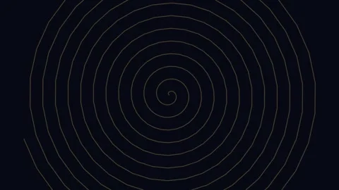 A single white spiral line creating an optical illusion on black background Видео 336263526