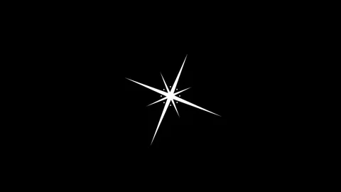Single white star glitter element with shining rays on black background Stock Footage 344034940