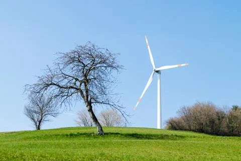 Single wind turbine Stock Photos