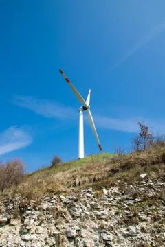 Single wind turbine Stock Photos
