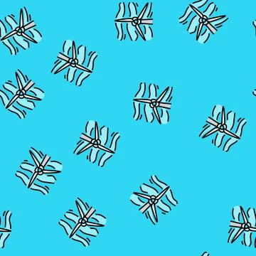 Single wind turbine vector seamless pattern Stock Illustration